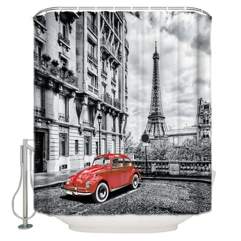 Shower Curtain Waterproof Polyester With 12 Hooks Red Vintage Car Paris Iron Tower Street
Shower Curtain Waterproof Polyester With 12 Hooks Red Vintage Car Paris Iron Tower Street