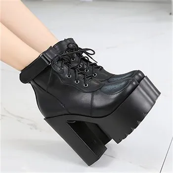 Autumn Winter Lace Up Cross Tied Platform High Heels Ankle Boots for Women White Black Block Heel Shoes Punk Gothic Combat Boot
Autumn Winter Lace Up Cross Tied Platform High Heels Ankle Boots for Women White Black Block Heel Shoes Punk Gothic Combat Boot