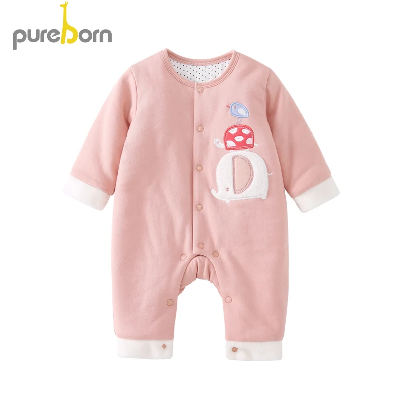 Детский комбинезон с хлопковой подкладкой Pureborn зимний Стеганый Комбинезон со