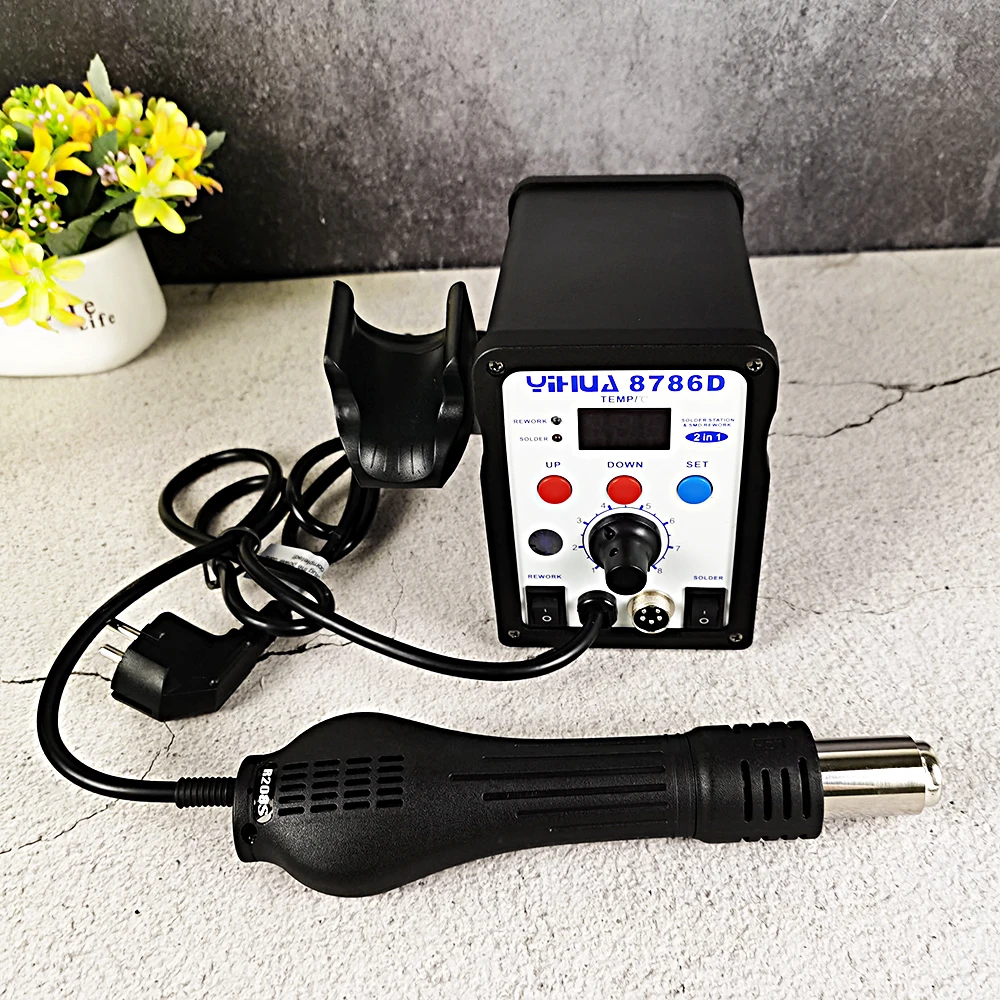 Hot Air Soldering Station Digital Display Welding Station YiHua-8786D 750W 2 In 1 Double Panel Circuit LED Rework Station
Hot Air Soldering Station Digital Display Welding Station YiHua-8786D 750W 2 In 1 Double Panel Circuit LED Rework Station