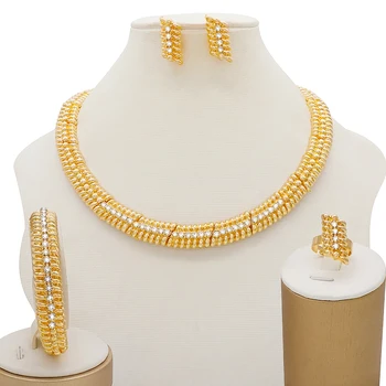 Fashion Nigerian Dubai Gold Jewelry Women African Beads Set Bridal Jewellery Sets Wedding Accessories Jewelery Costume
Fashion Nigerian Dubai Gold Jewelry Women African Beads Set Bridal Jewellery Sets Wedding Accessories Jewelery Costume