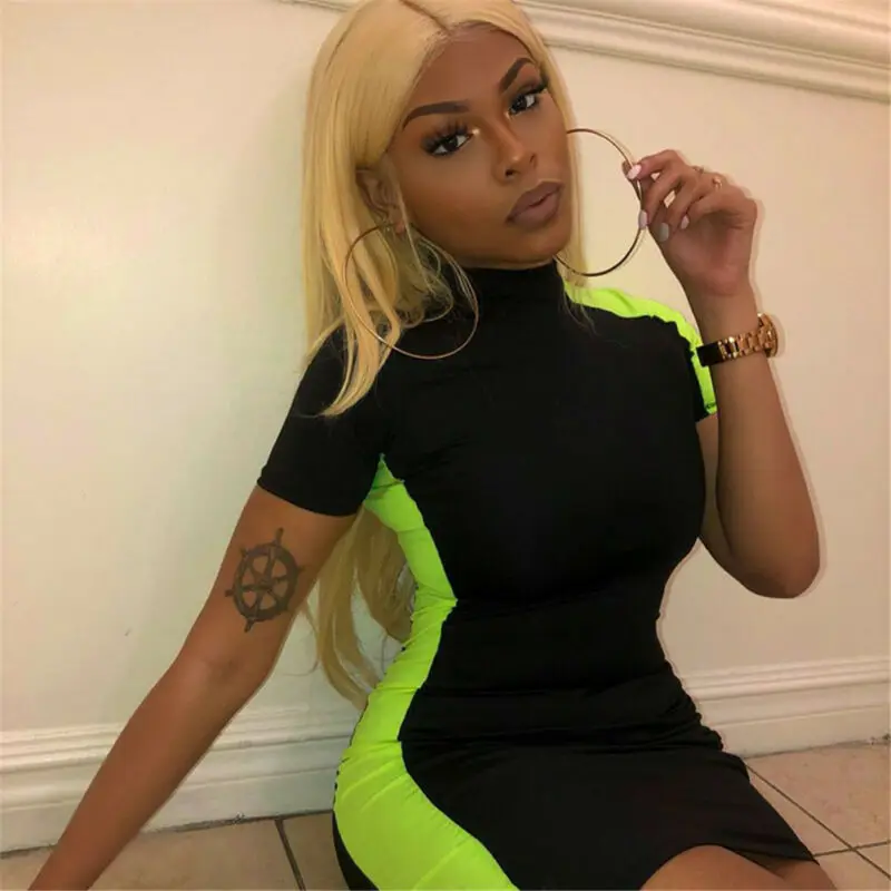 Summer 2019 Fall Women Sexy Casual Mock Neck Sheath Mini Dresses Lady Green Striped Patchwork Short Sleeve Bodycon Stretch Dress
Summer 2019 Fall Women Sexy Casual Mock Neck Sheath Mini Dresses Lady Green Striped Patchwork Short Sleeve Bodycon Stretch Dress