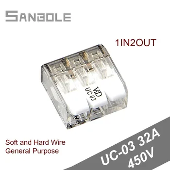 Fast Terminal Connector UC03 Electrical Wire Parallel Divider No stripping 3 holes 4 square 1in2out 450V 32A (10pcs)
Fast Terminal Connector UC03 Electrical Wire Parallel Divider No stripping 3 holes 4 square 1in2out 450V 32A (10pcs)