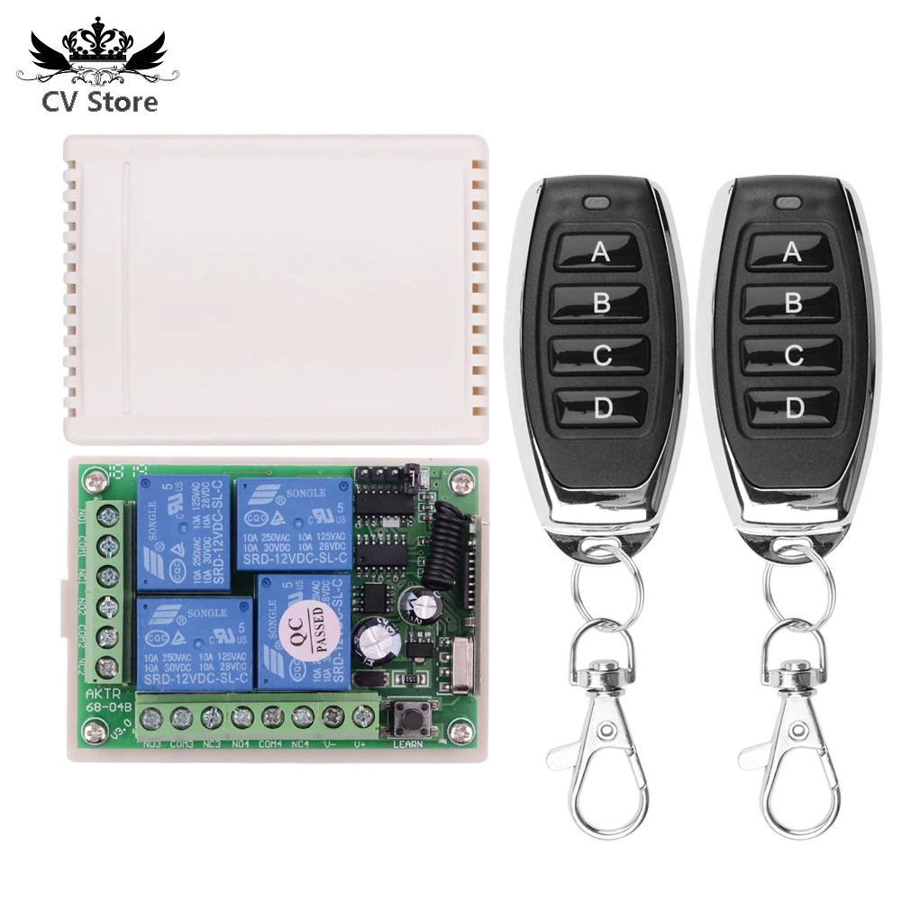 Smart Multiple DC 12 V 10 A 433 MHz 4CH 4 CH Wireless Relay RF Remote Control Light Switch Receiver With 2PCS Black Transmitter
Smart Multiple DC 12 V 10 A 433 MHz 4CH 4 CH Wireless Relay RF Remote Control Light Switch Receiver With 2PCS Black Transmitter