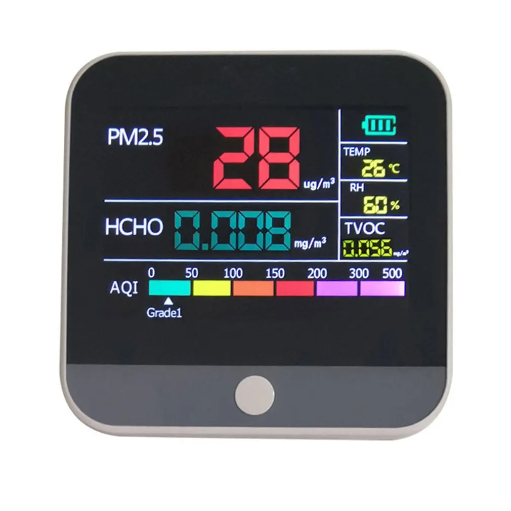 AQI Air Quality Analysis Tester PM2.5/HCHO/TVOC Temperature Humidity Monitor Gas Detector Analyzer Measuring Tool Smog Meter
AQI Air Quality Analysis Tester PM2.5/HCHO/TVOC Temperature Humidity Monitor Gas Detector Analyzer Measuring Tool Smog Meter