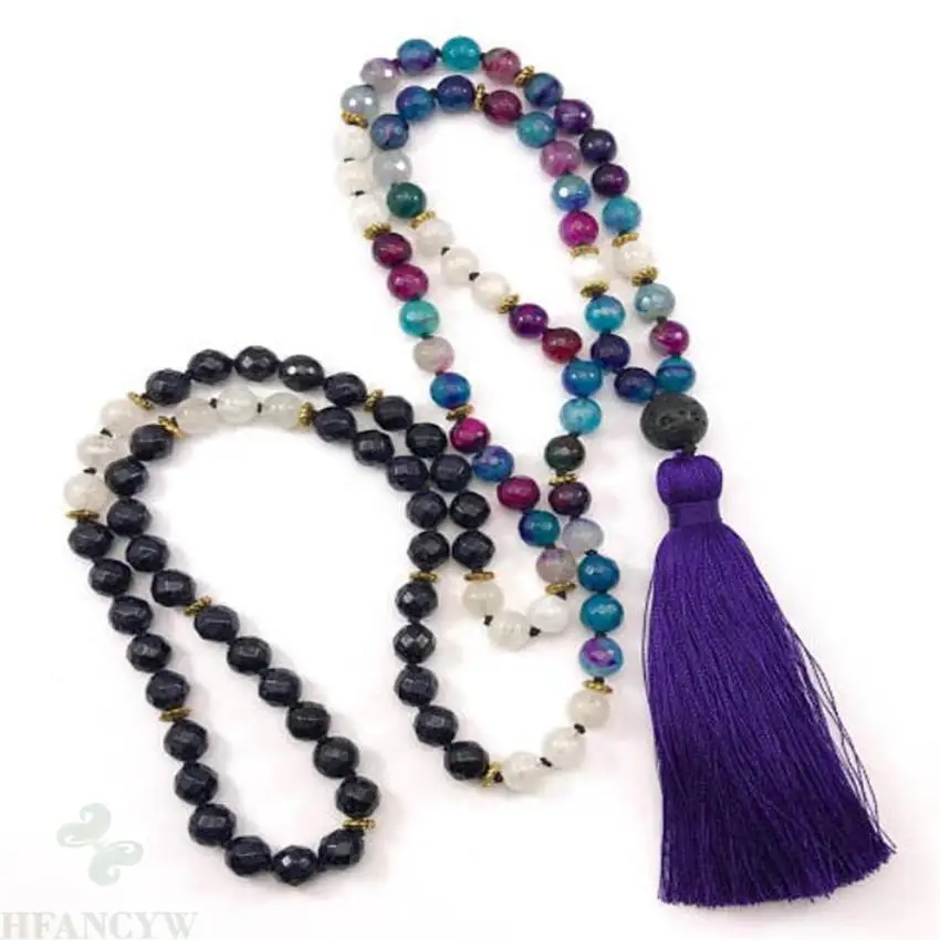 8MM obsidian Multi-color agate Mala necklace Tassel 108 Bead Multicolor Lucky natural Fancy Hot Chakas Unisex Wrist Handmade
8MM obsidian Multi-color agate Mala necklace Tassel 108 Bead Multicolor Lucky natural Fancy Hot Chakas Unisex Wrist Handmade