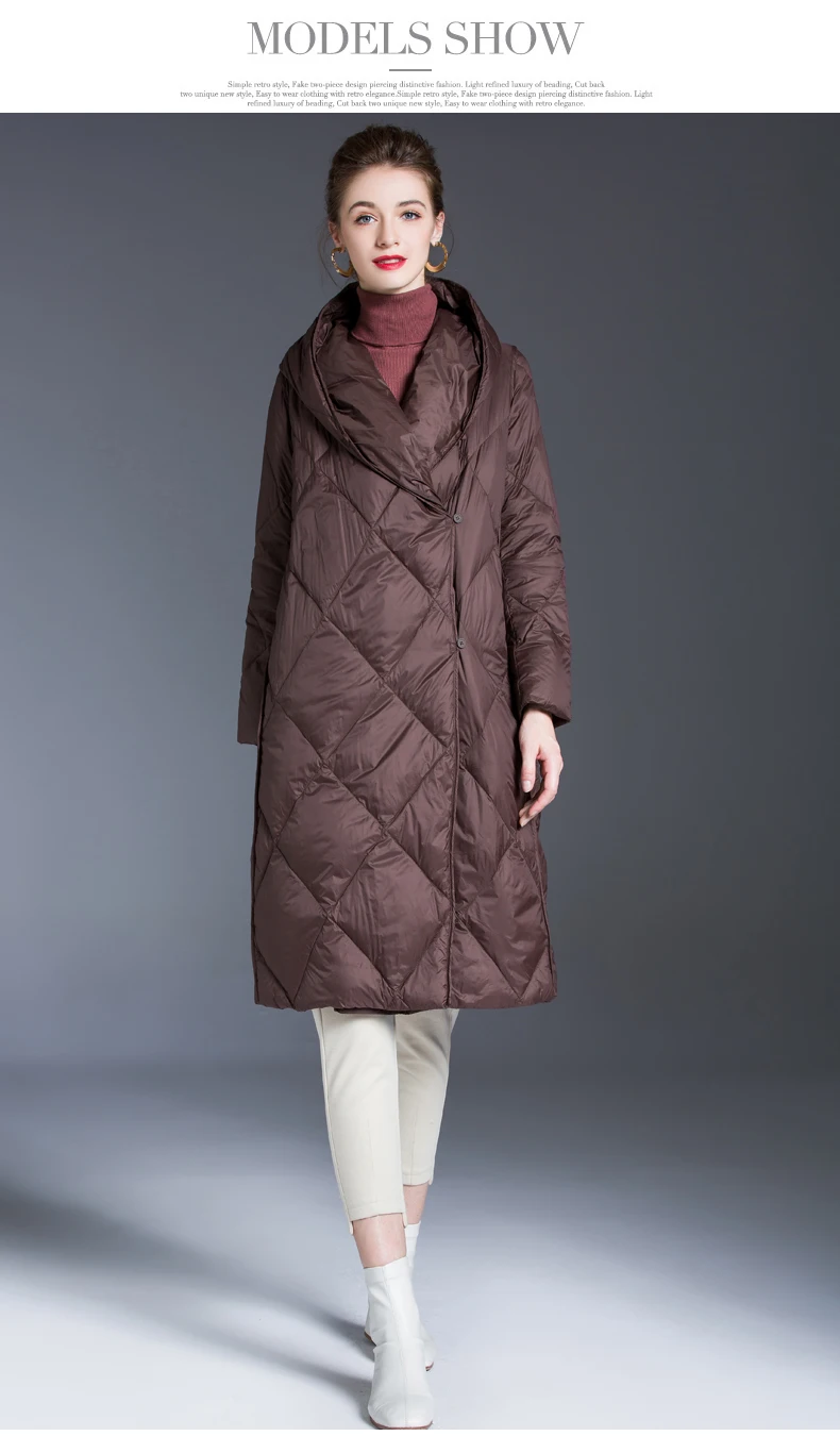 Womens Down Jacket for Women Winter 2020 Light Down Coats Long Warm Puffer Jacket Clothing Hooded Parka Female Loose outerwear