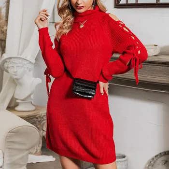 2019 Autumn Winter Turtleneck Shoulder Hollow Knitted Sweater Dress Women Solid Slim Plus Size Long Pullovers Knitting Jumper
2019 Autumn Winter Turtleneck Shoulder Hollow Knitted Sweater Dress Women Solid Slim Plus Size Long Pullovers Knitting Jumper