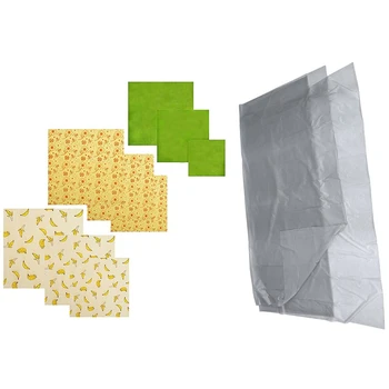 1 Pcs PEVA Disposable Tablecloths Silver Gray & 9 Pcs Reusable Beeswax Food Wrap, 3 Small, 3 Medium, 3 Large 
1 Pcs PEVA Disposable Tablecloths Silver Gray & 9 Pcs Reusable Beeswax Food Wrap, 3 Small, 3 Medium, 3 Large