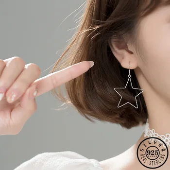 925 Sterling Silver Big Star Pendant Statement Ear Hanging Dangle Drop Earrings Fine Jewelry for Women
925 Sterling Silver Big Star Pendant Statement Ear Hanging Dangle Drop Earrings Fine Jewelry for Women