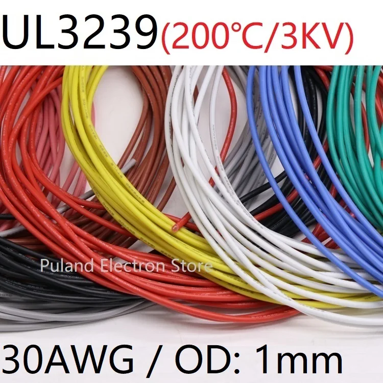 UL3239 Silicone Rubber Wire Flexible 30AWG OD 1mm Insulated Electric Cable Tinned Copper Heatproof Soft Test Line Colorful 3KV
UL3239 Silicone Rubber Wire Flexible 30AWG OD 1mm Insulated Electric Cable Tinned Copper Heatproof Soft Test Line Colorful 3KV