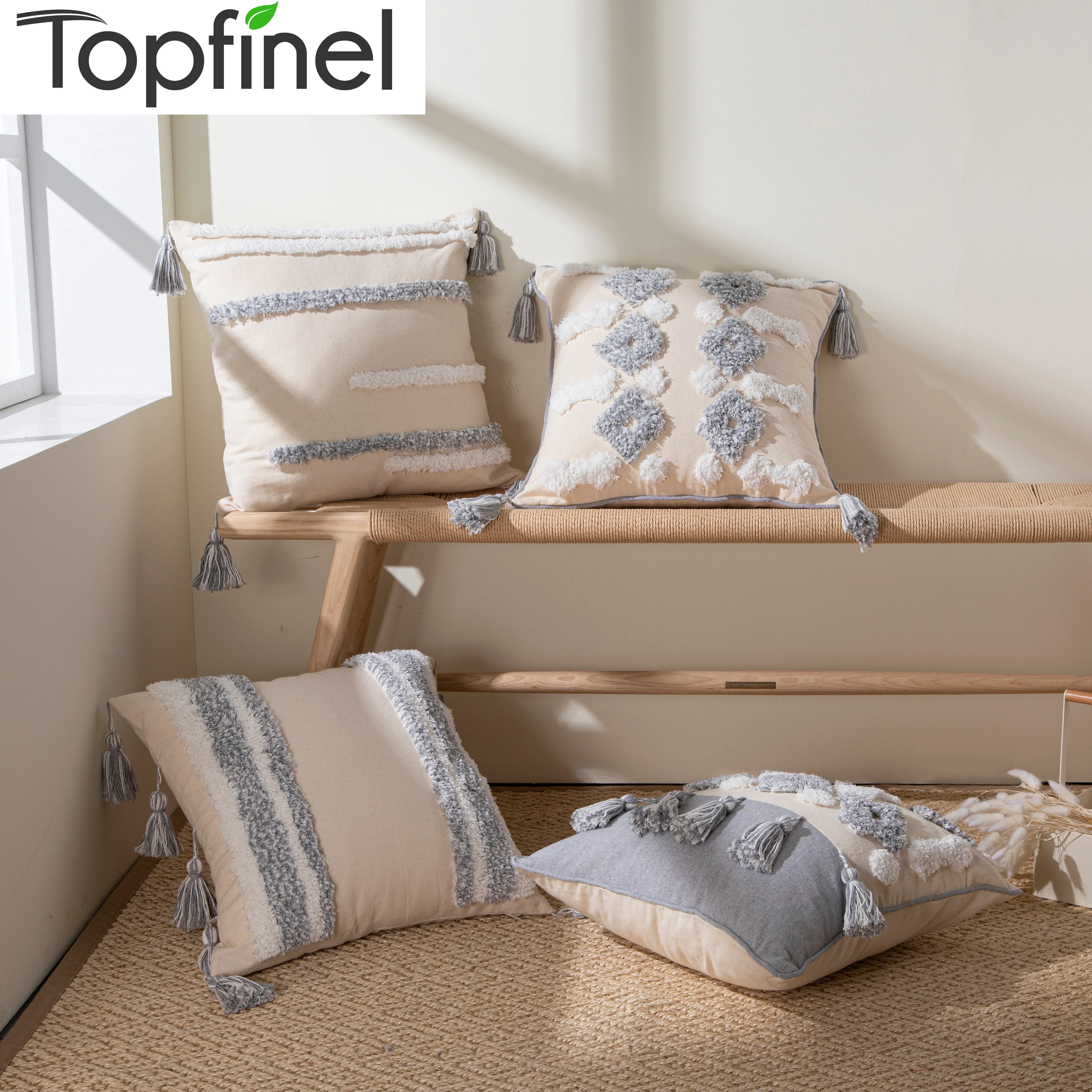 Topfinel tassel Cotton linen Cushion Cover Beige Decorative Texture pillows Cover for living Room Bed Room 45x45cm 
Topfinel tassel Cotton linen Cushion Cover Beige Decorative Texture pillows Cover for living Room Bed Room 45x45cm