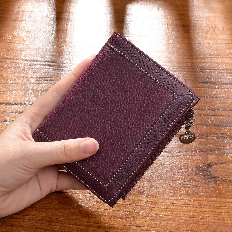 Hollow out Wallet Women's Short Genuine Leather Wallet Two-fold Small Wallet Korean-style Mini Simple Cowhide 2019 New Style 
Hollow out Wallet Women's Short Genuine Leather Wallet Two-fold Small Wallet Korean-style Mini Simple Cowhide 2019 New Style