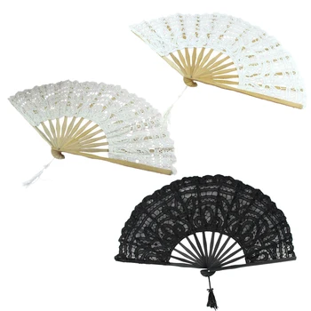 Handmade Cotton Lace Folding Hand Fan for Party Bridal Wedding Decoration (Black) 
Handmade Cotton Lace Folding Hand Fan for Party Bridal Wedding Decoration (Black)
