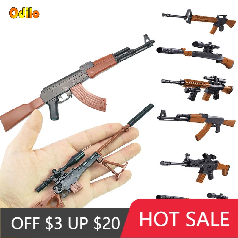 Hot Game DIY Building Blocks Toys Gun 98K AWM Guns Mini Simulation Assemble Model Military Christmas Gift Toy for Boys | Игрушки и хобби