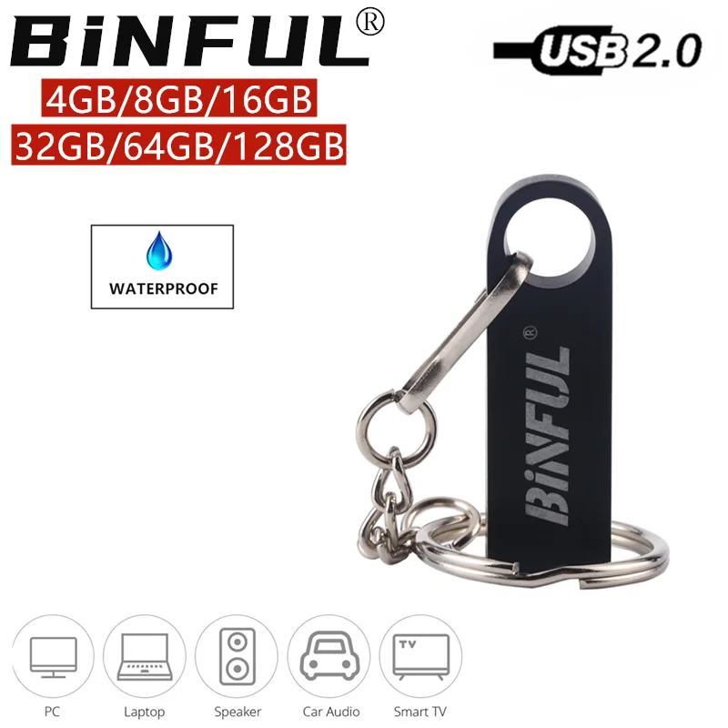

BiNFUL Waterproof Black metal usb flash drive pen drive 4GB 8GB 16G 32G 64G 128G usb 2.0 pendrive memory stick u disk flash Gift