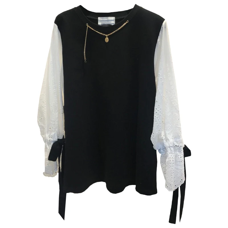 2019 Autumn New Women Shirts Lace Stitching Long-sleeved Blouses and Tops Female Sweet Fake Two-piece Color Women Clothing
2019 Autumn New Women Shirts Lace Stitching Long-sleeved Blouses and Tops Female Sweet Fake Two-piece Color Women Clothing