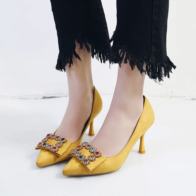 2019 Spring And Summer Thin Heeled Pointed-Toe Suede Red Bridal Shoes Color Man-made Diamond Shoes Women High Heels Low-Cut WOME
2019 Spring And Summer Thin Heeled Pointed-Toe Suede Red Bridal Shoes Color Man-made Diamond Shoes Women High Heels Low-Cut WOME