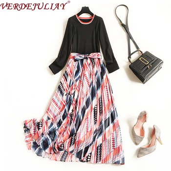 VERDEJULIAY Office Lady Fashion Stitching Chiffon Runway Designer Dress Spring 2020 English Style Striped Midi Pleated Dress
VERDEJULIAY Office Lady Fashion Stitching Chiffon Runway Designer Dress Spring 2020 English Style Striped Midi Pleated Dress