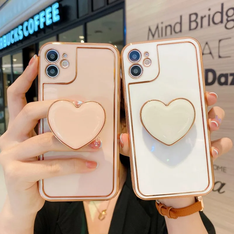 Ins 3D покрытие держатель для телефона с сердцем чехол iphone 13 12 Pro Max MiNi 11 proMax X XS XR 7 8 Plus