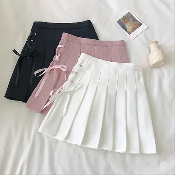 high waist pleated bandage women skirts solid mini preppy style solid A-line female mini skirts top quality
high waist pleated bandage women skirts solid mini preppy style solid A-line female mini skirts top quality