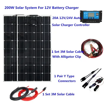 200W Flexible Solar Panel with Mono Solar Cell 20A Solar Controller with 3M cable for boat/car 12V 24V Solar Battery charger
200W Flexible Solar Panel with Mono Solar Cell 20A Solar Controller with 3M cable for boat/car 12V 24V Solar Battery charger