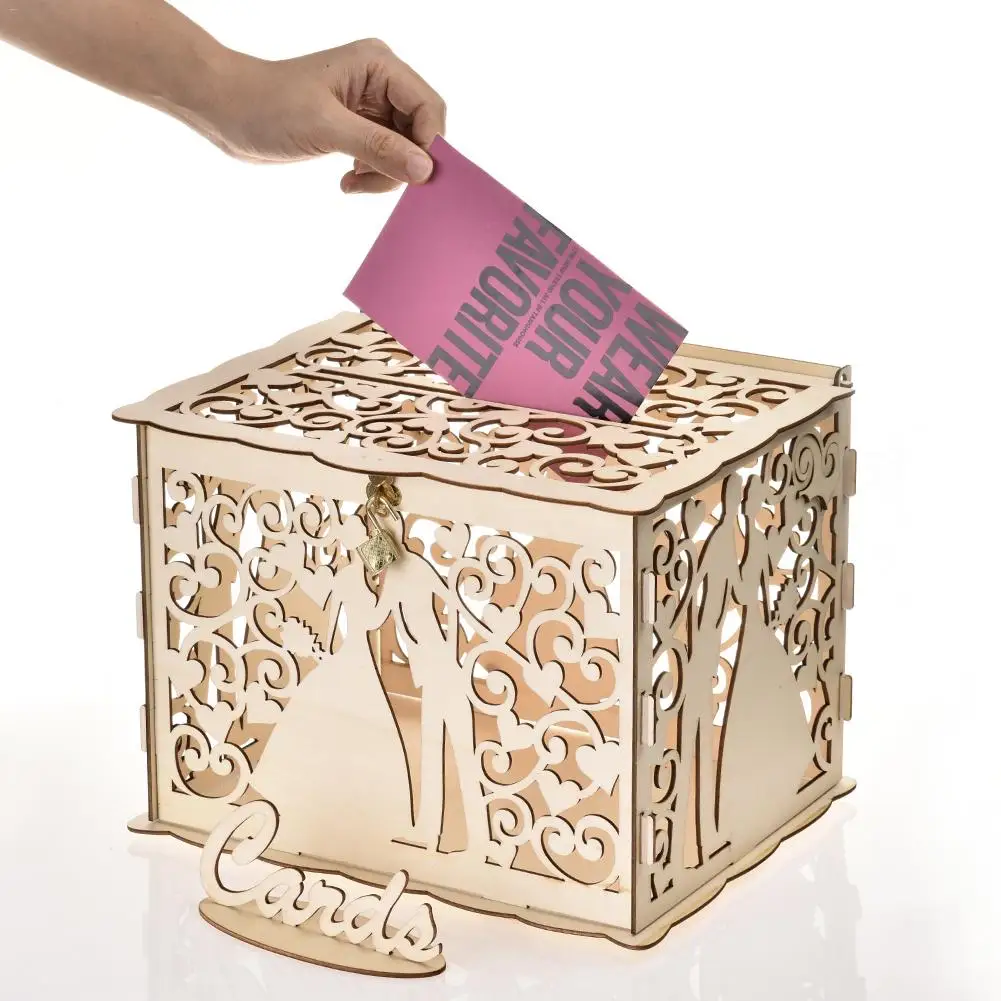 New DIY Wedding Gift Card Box Wooden Money Box with Lock Beautiful Wedding Decoration Supplies for Birthday Party Storage Money
New DIY Wedding Gift Card Box Wooden Money Box with Lock Beautiful Wedding Decoration Supplies for Birthday Party Storage Money