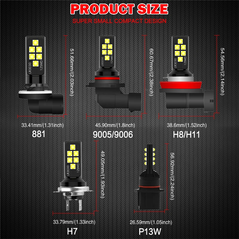 H11 H8 H1 H3 H7 9005 9006 HB4 HB3 P13W Автомобильный светодиодный противотуманный светильник