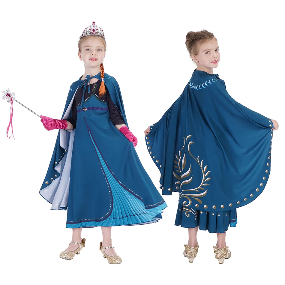 

Kidswant Anna Dress For Girl Long Sleeve Ball Gown Kids Halloween Party Cosplay Costume With Cloak Children Outfit