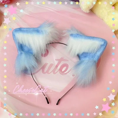 

Candy Color Animal Ears Wolf Cat Tabby Cat Lolita Headdress Kc Side Clip Headband