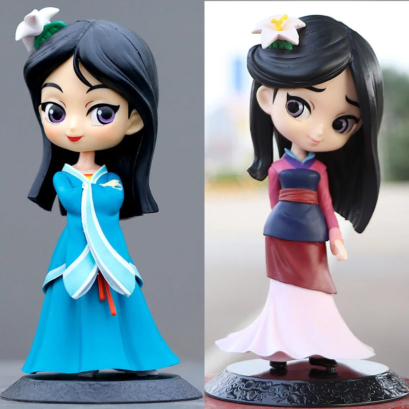 Disney 14cm Q Posket Princess Mulan Figure Model Toys Cake Animation Dolls Gifts Home Decor Birthday Party |