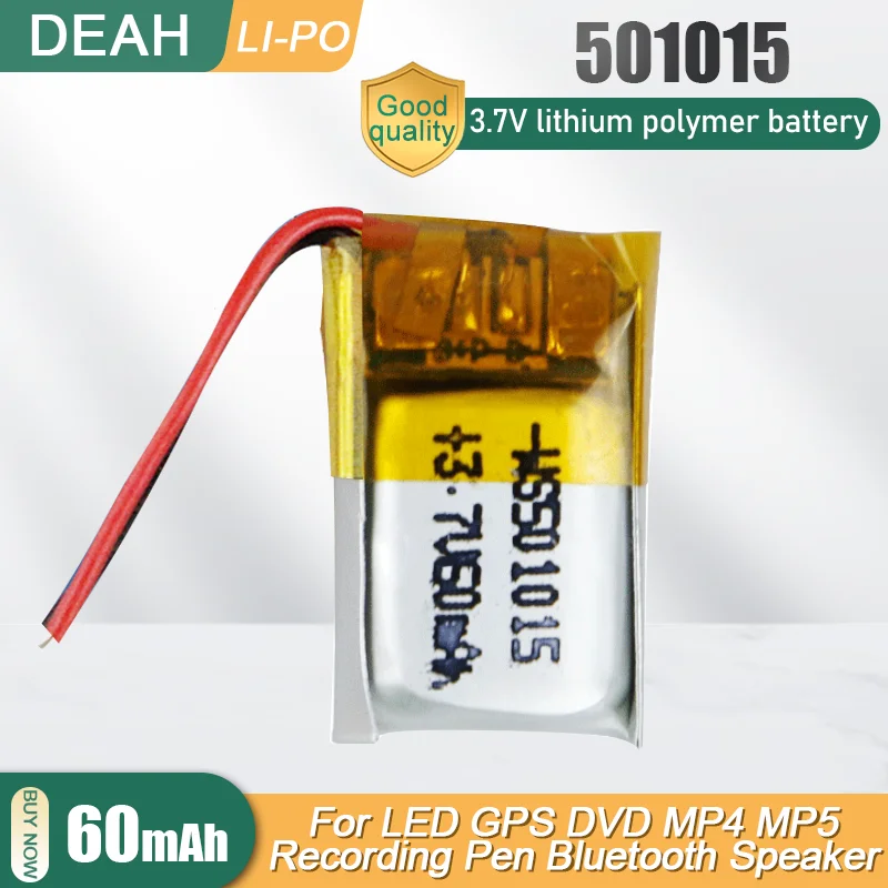 501015 3 7 V 60mAh литий-полимерная батарея для MP4 Bluetooth наушников видео ручка GPS рация