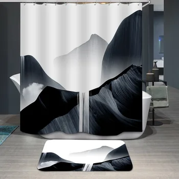 Ink painting Shower curtain printing waterproof shower curtain bathroom shower curtain shower curtain with 12 hooks
Ink painting Shower curtain printing waterproof shower curtain bathroom shower curtain shower curtain with 12 hooks