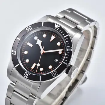 Automati wristwatch 41mm mineral glass stainless steel case Rotating bezel black sterile dial 11-D15
Automati wristwatch 41mm mineral glass stainless steel case Rotating bezel black sterile dial 11-D15