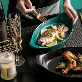 1PC Ceramic Tableware Nordic Style Plate Snack Tray Steak Pan Fish Pan For Restaurant Home Dinner
1PC Ceramic Tableware Nordic Style Plate Snack Tray Steak Pan Fish Pan For Restaurant Home Dinner