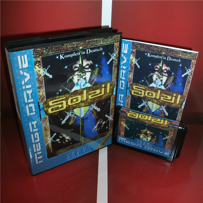 Soleil (без функции сохранения) ЕС крышка с коробкой и руководством для Sega Megadrive Genesis