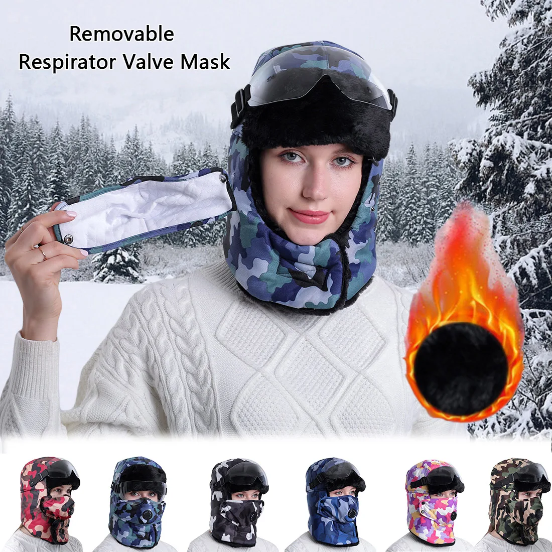 Adult Hat For Winter Cycling Wind Cold Ear Protection Outdoor Warm Hat With Valve Mask Cotton Hat Earmuffs Ski Cap with Lens
Adult Hat For Winter Cycling Wind Cold Ear Protection Outdoor Warm Hat With Valve Mask Cotton Hat Earmuffs Ski Cap with Lens