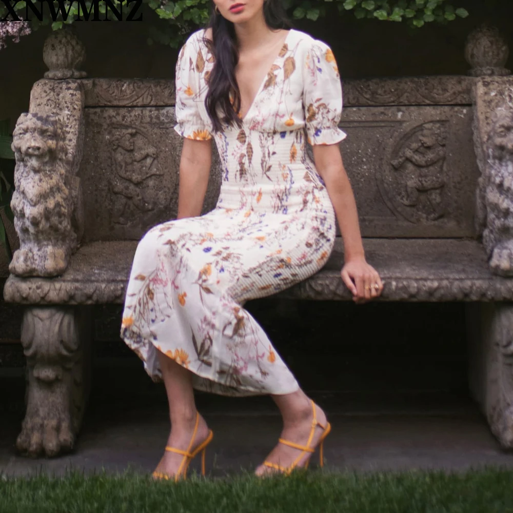 Za Brown Floral Print Cream women long dress Chic V Neck vestidos Vintage Elastic Dresses Fashion summer Dress XNWMNZ
Za Brown Floral Print Cream women long dress Chic V Neck vestidos Vintage Elastic Dresses Fashion summer Dress XNWMNZ