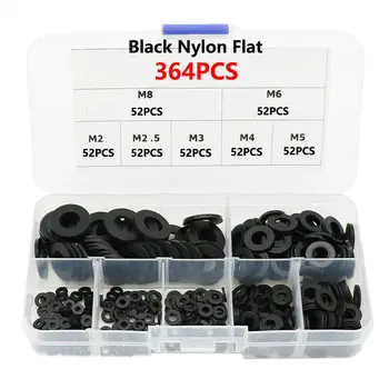 364pcs Black Nylon Flat Ring Plain Repair Washer Gasket For Metric M2-M8 Comes With Plastic Box For Storage Sorting
364pcs Black Nylon Flat Ring Plain Repair Washer Gasket For Metric M2-M8 Comes With Plastic Box For Storage Sorting