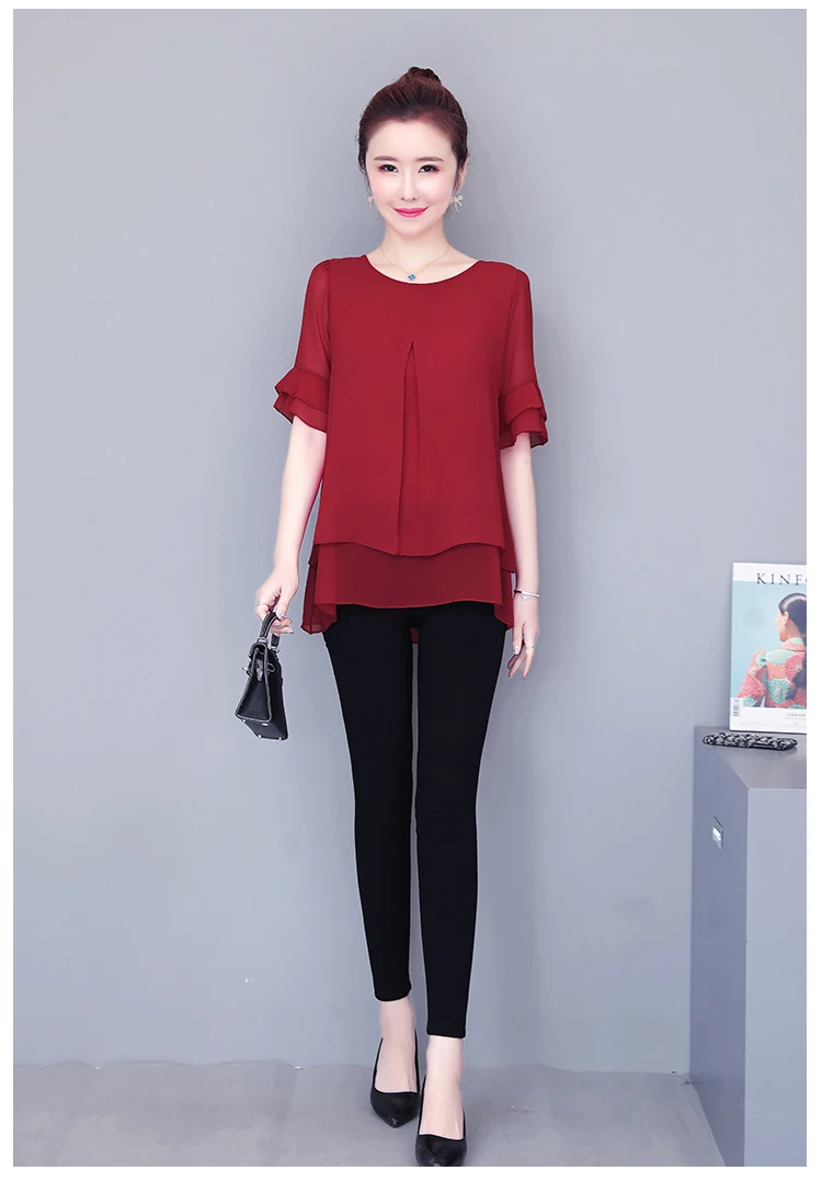 Women Blouses Solid 2020 Summer New Short- Sleeve V-Neck Lace up Shirt Female Chiffon Womens Plus Size Tops Slim Clothing NS4544 Women Blouses Solid 2020 Summer New Short- Sleeve V-Neck Lace up Shirt Female Chiffon Womens Plus Size Tops Slim Clothing NS4544