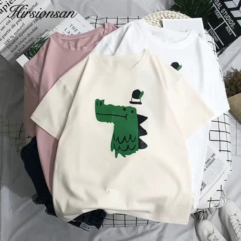 Hirsionsan Cartoon Printed T Shirt Women 2020 Kawaii Student Tees Korean Cute Loose Female Tee Dinosaur Graphic Tops for Ladies
Hirsionsan Cartoon Printed T Shirt Women 2020 Kawaii Student Tees Korean Cute Loose Female Tee Dinosaur Graphic Tops for Ladies