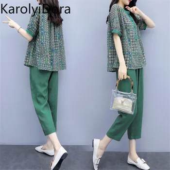 2020 Spring Summer Tracksuit Women Plus Size Casual Two Piece Set Top And Pants Fashion Short O-Neck + And Calf-Length Pants Set
2020 Spring Summer Tracksuit Women Plus Size Casual Two Piece Set Top And Pants Fashion Short O-Neck + And Calf-Length Pants Set