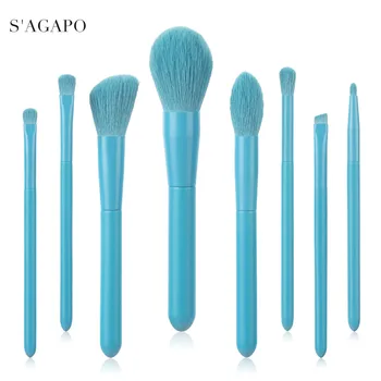 

S'AGAPO 8ps Macarons Eyeshadow Makeup Brushes set Professional Foundation Blush Concealer for Luxury Cosmetics Makeup tool Brush