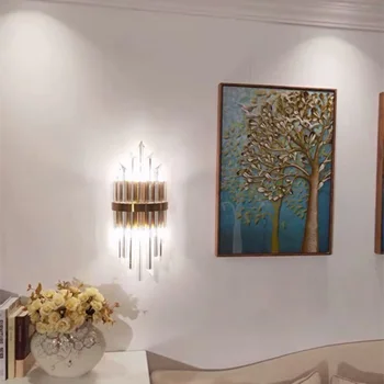 Modern Luxury Crystal Wall Lamp High Quality Lampshade Sconce for Living Room Hanging Gold Indoor Lighting on The Wall Fixture
Modern Luxury Crystal Wall Lamp High Quality Lampshade Sconce for Living Room Hanging Gold Indoor Lighting on The Wall Fixture