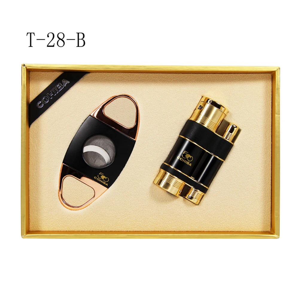 COHIBA Windproof 3 Torch Jet Flame cigar lighter cutter set Butane Gas Metal
COHIBA Windproof 3 Torch Jet Flame cigar lighter cutter set Butane Gas Metal