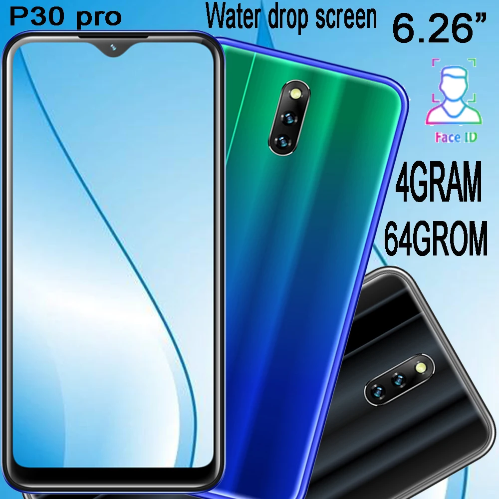 P30 Pro 18:9 HD water drop screen 6.26" smartphones Quad core 4GRAM 64G ROM 8MP Android celulars face ID unlocked mobile phones
P30 Pro 18:9 HD water drop screen 6.26" smartphones Quad core 4GRAM 64G ROM 8MP Android celulars face ID unlocked mobile phones