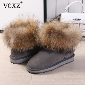 VCXZ The new Fashion Girls Fox fur Ankle Winter cowhide leather Boots for women genuine leather Wool fur lined warm Snow Boots
VCXZ The new Fashion Girls Fox fur Ankle Winter cowhide leather Boots for women genuine leather Wool fur lined warm Snow Boots