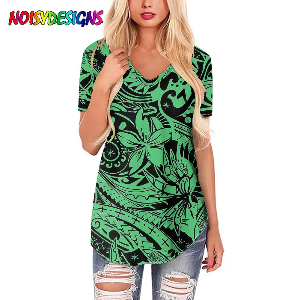 

NOISYDESIGNS Tee Shirts For Ladies Hawaiian Teal Tropical Floral Prints T Shirt Women Tops Short Sleeve T-shirt Femme