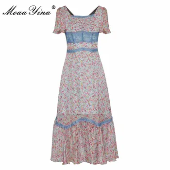 MoaaYina Fashion Designer Runway dress Summer Women Dress Square Ruched Lace Floral Print Dresses
MoaaYina Fashion Designer Runway dress Summer Women Dress Square Ruched Lace Floral Print Dresses