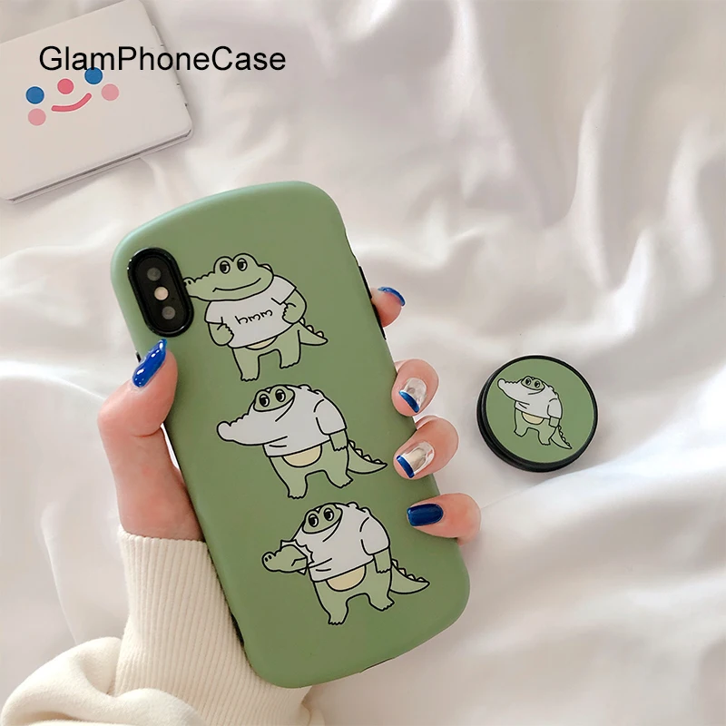 GlamPhoneCase мультфильм Динозавр Кронштейн телефона чехол для iPhone X XS Max XR Мягкий